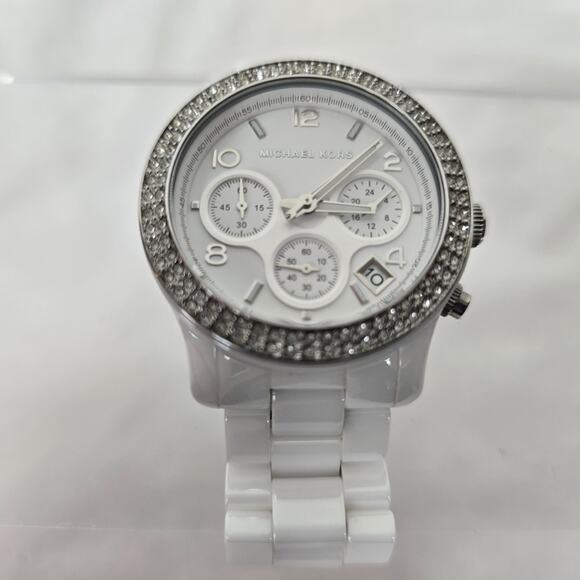 WOMENS MICHAEL KORS Runway White Dial Ceramic Strap with Glitz MK5188 - Picture 14 of 14